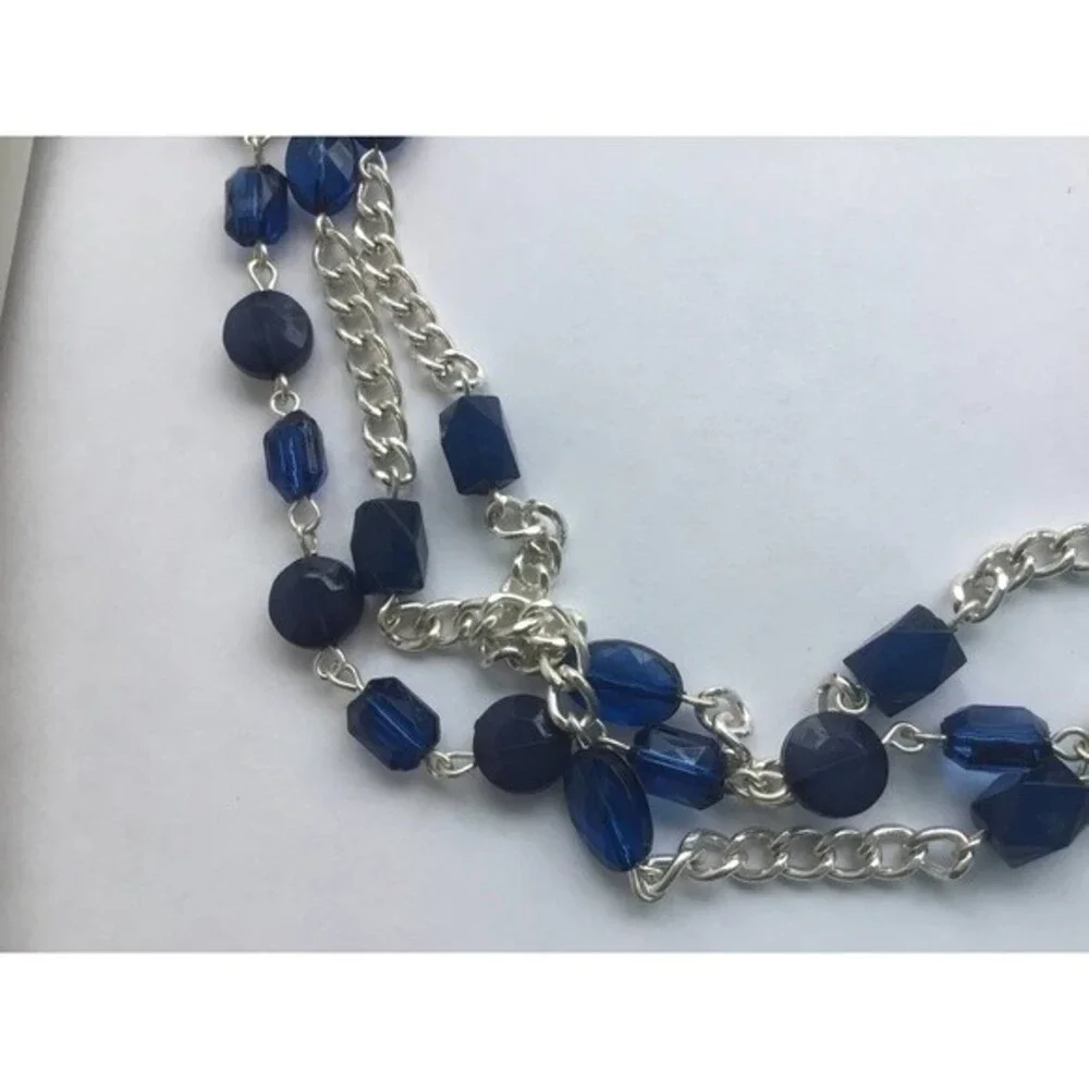 Silver Necklace With Blue Beads